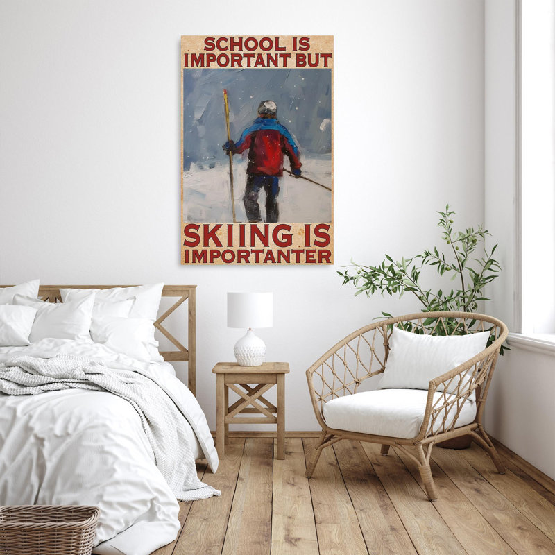 «Skiing is importanter», impression sur toile, H 14 po x l 11 po x P 1,25 po