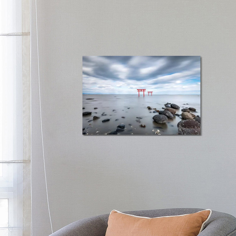 Torii of the Oouo Shrine in the Araike Sea, Japan 1 Piece Wrapped Canvas Wall Art, 66.04 cm H x 45.72 cm W