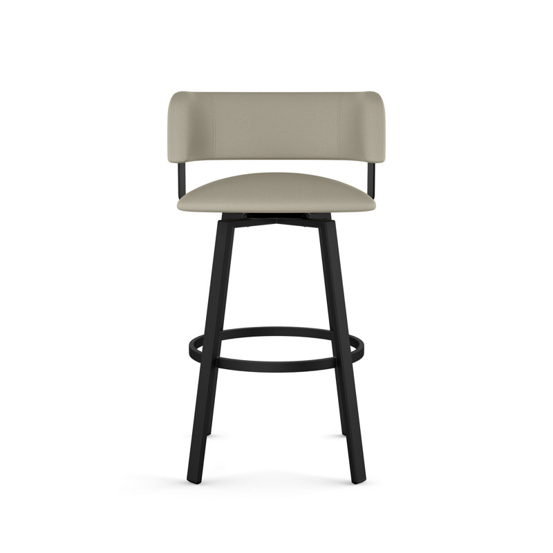 Tabouret de bar et de comptoir pivotant Hillingdon, Similicuir greige, Noir texturé
