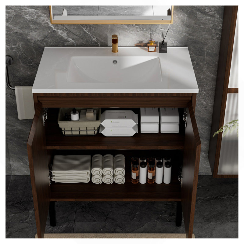 Meuble-lavabo de 30 po sans lavabo, H 34 po x l 30 po x P 18 po, Matte Brown