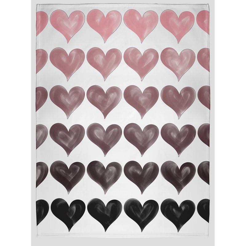 Colored Hearts Valentine's Day Throw Blanket, 30" W x 39.75" L, Pink/Black