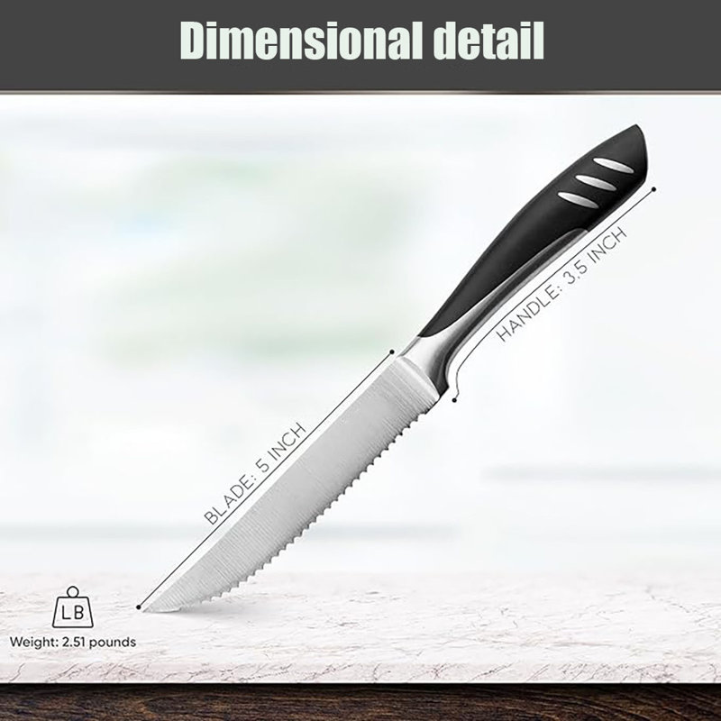 KOGBEL Premium Steak Knife Set Of 8, Kitchen Knife Set With Steel Blades Precisely Cut, Lightweight Steak Knife Set Stainless Steel And Durable, Serrated Steak Knife Dishwasher Safe
