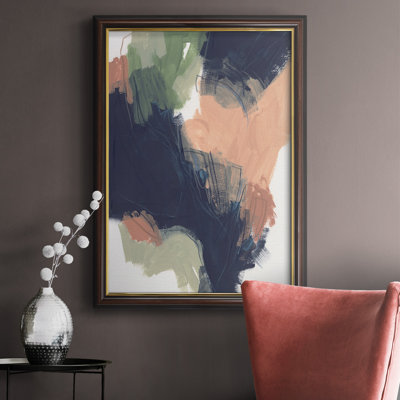 Indigo et Sienna Crescendo I, toile encadrée de qualité supérieure - prête à être accrochée