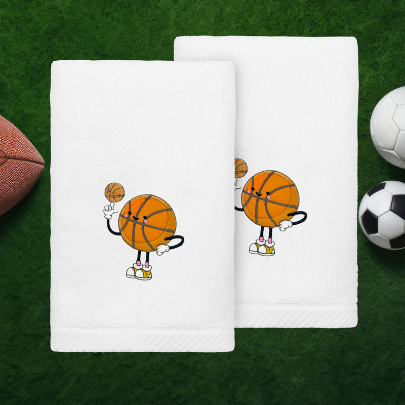  Basketball Player - Embroidered Luxury 100% Turkish Cotton Hand Towels (Set Of 2), White