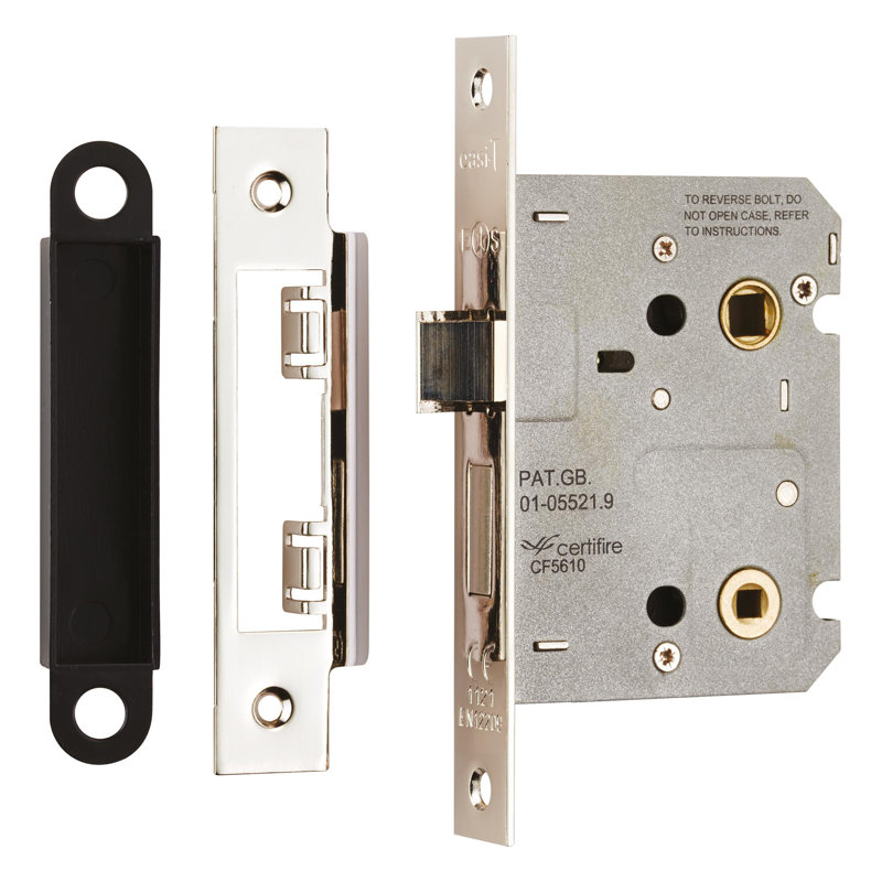 Lorie Easi-T Bathroom Lock, Polished Nickel