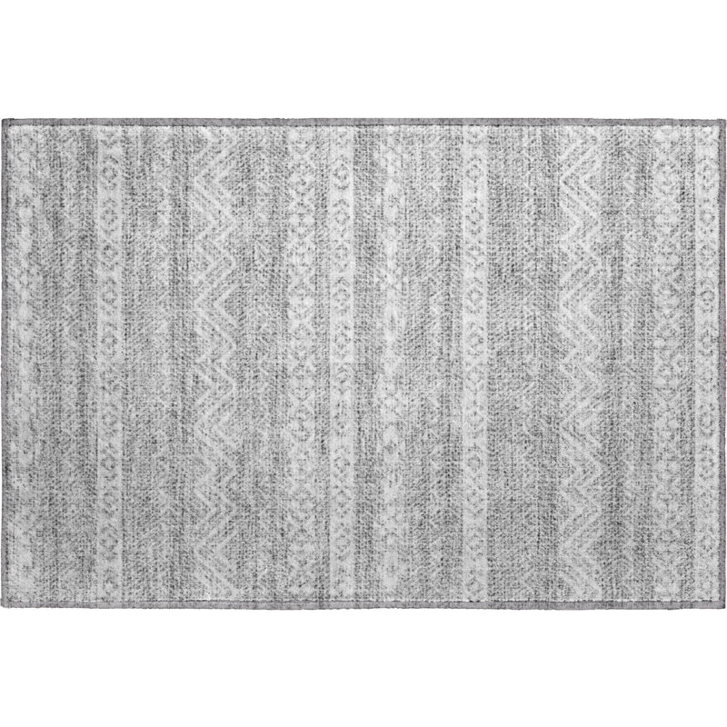 Premium Machine Washable Prisco Gray Rug, Rectangle 1'8" x 2'6"