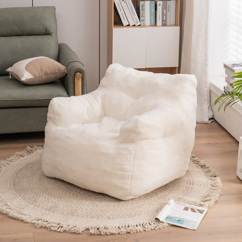 Fabric Bean Bag Chairs, White Teddy
