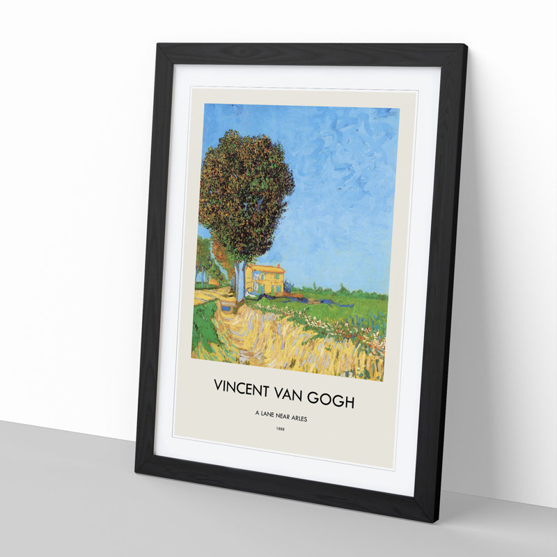 A Lane Near Arles by Vincent Van Gogh - Picture Frame Painting, 65cm H x 48cm W x 2cm D, Black Framed