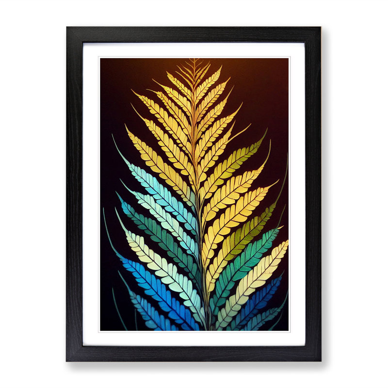 Apel Fern Leaf Street Art - Single Picture Frame Print, Black, 64cm H x 46cm W x 2cm D