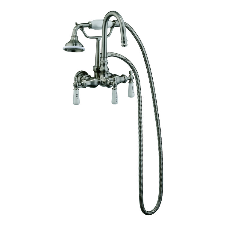 3 Handle Bathroom Clawfoot Tub Faucet with Diverter