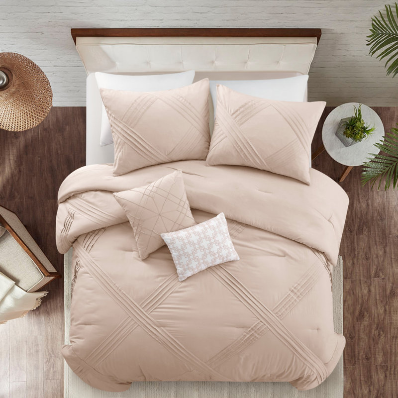 Ensemble d'édredon en duvet lavable 180 fils Blush Polyester, Très grand lit