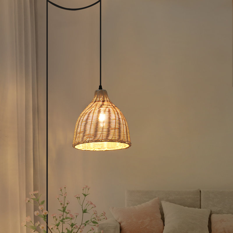 Kocher 1 - Light Natural Pendant Lamp Bamboo Lampsahde Hanging Lamp Kitchen Island