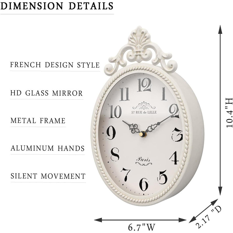 Metal Wall Clock, White