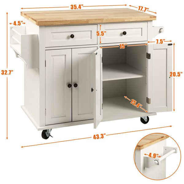 Red Barrel Studio® Solid Wood Top Kitchen Island & Reviews | Wayfair