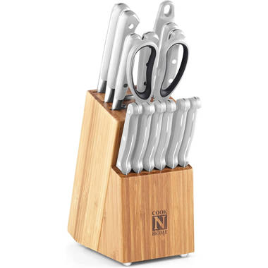 Cook N Home Kitchen Knife Set with Bamboo Storage Block 15-Piece