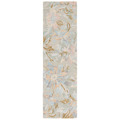 Antario Hand Tufted Wool/Cotton Floral Rug in Beige/Pink/Blue