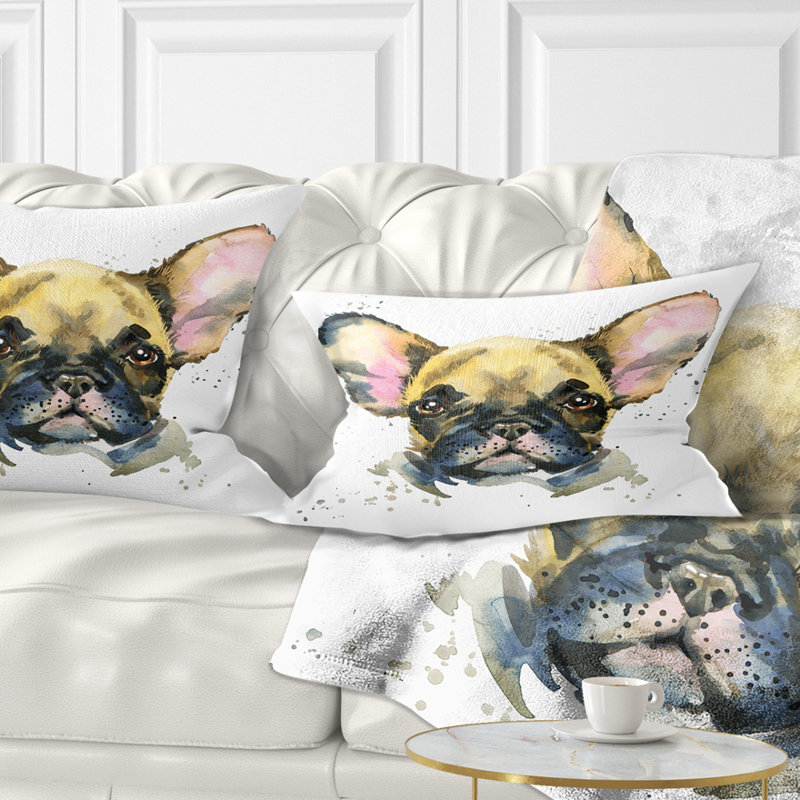 Coussin lombaire pour chien animal aquarelle