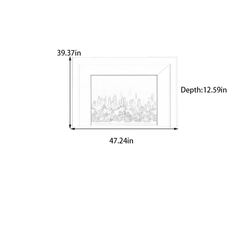 Élégante cheminée avec cadre en bois écologique, H 39,37 po x l 47,24 po x P 12,59 po