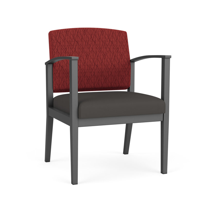 Chaise en métal Amherst, Gris anthracite, Vinyle Patriot Plus Bordeaux