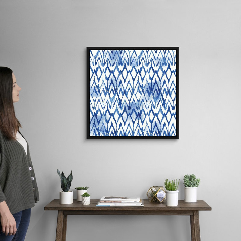 Ornement indigo clair par Aimee Wilson-reproduction d’art sur toile, H 26 po x l 26 po x P 1,75 po, Cadre noir