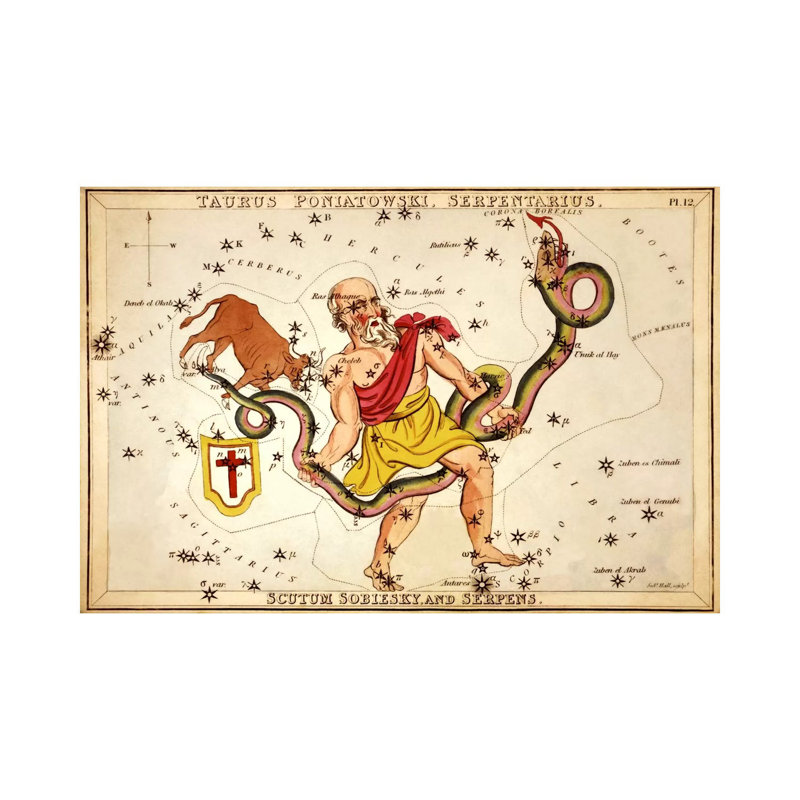 Ophiuchus, 1825 by Sidney Hall - Wrapped Canvas Gallery-Wrapped Canvas Giclée, 66.04 cm H x 45.72 cm W x 1.91 cm D