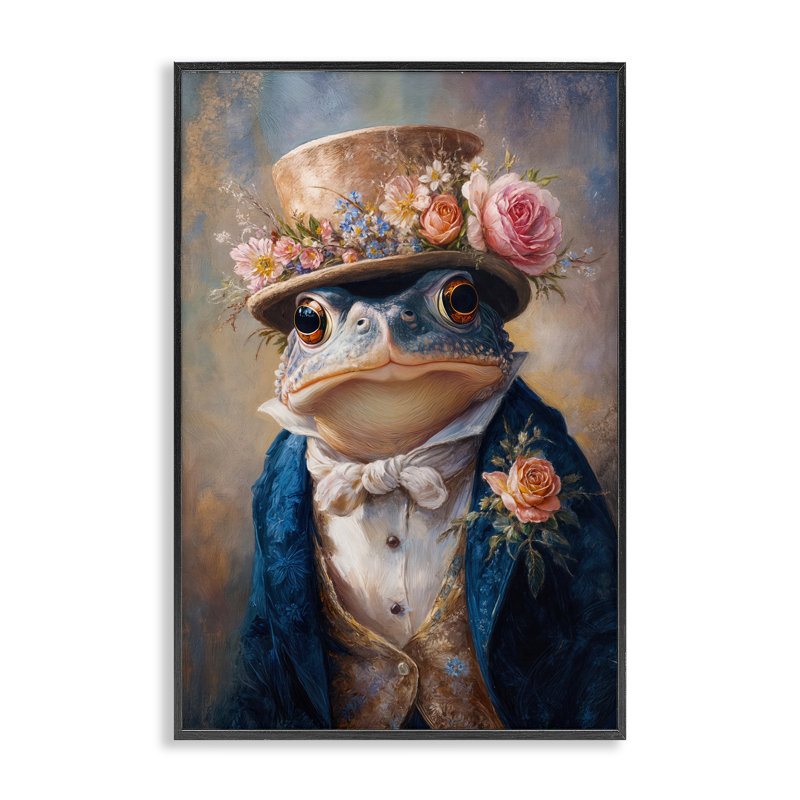 Giclée victorienne du crapaud, dessin de Wumples, H 18 po x l 12 po, Giclée encadrée noir minuit