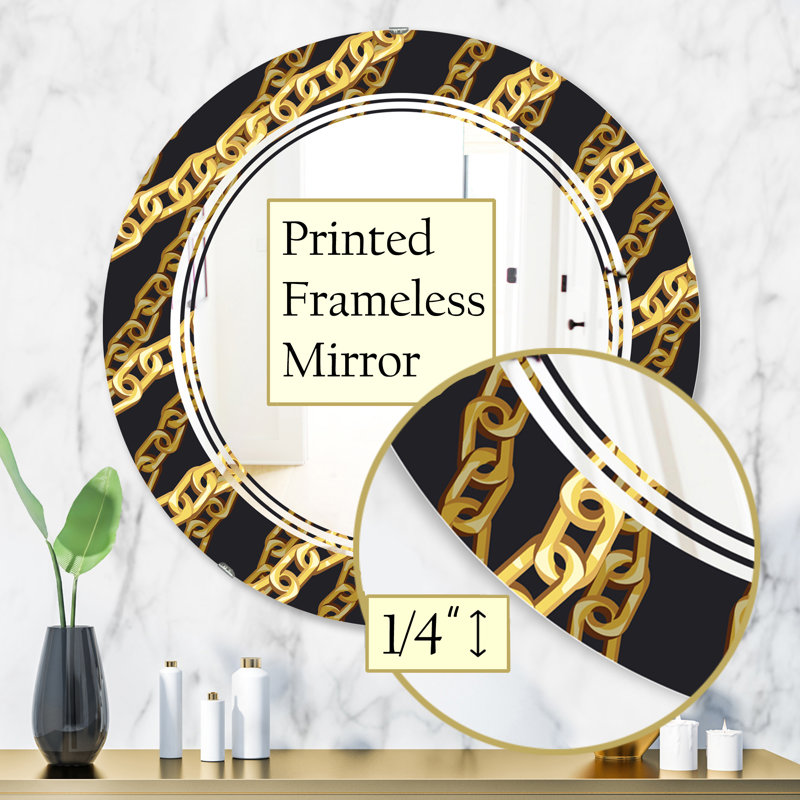 Miroir mural glam sans cadre triple c zigzag chain, H 31,5 po x l po