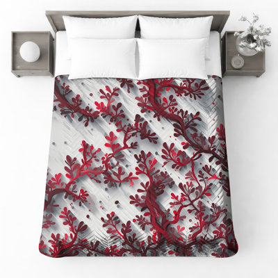 Couvre-lit matelassé à branches rouges