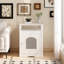Enceinte de litière moderne en bois avec tablette de rangement et armoire cachée pour l'intérieur.