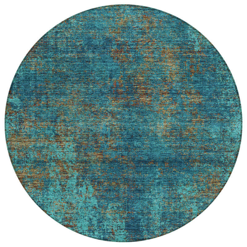 Aleighna Area Rug with Non-Slip Backing, Round 8'