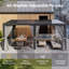 Pergola extérieure en aluminium de 6 m x 3,6 m avec toit à lames orientables, système de gouttières intégré, moustiquaire et rideaux