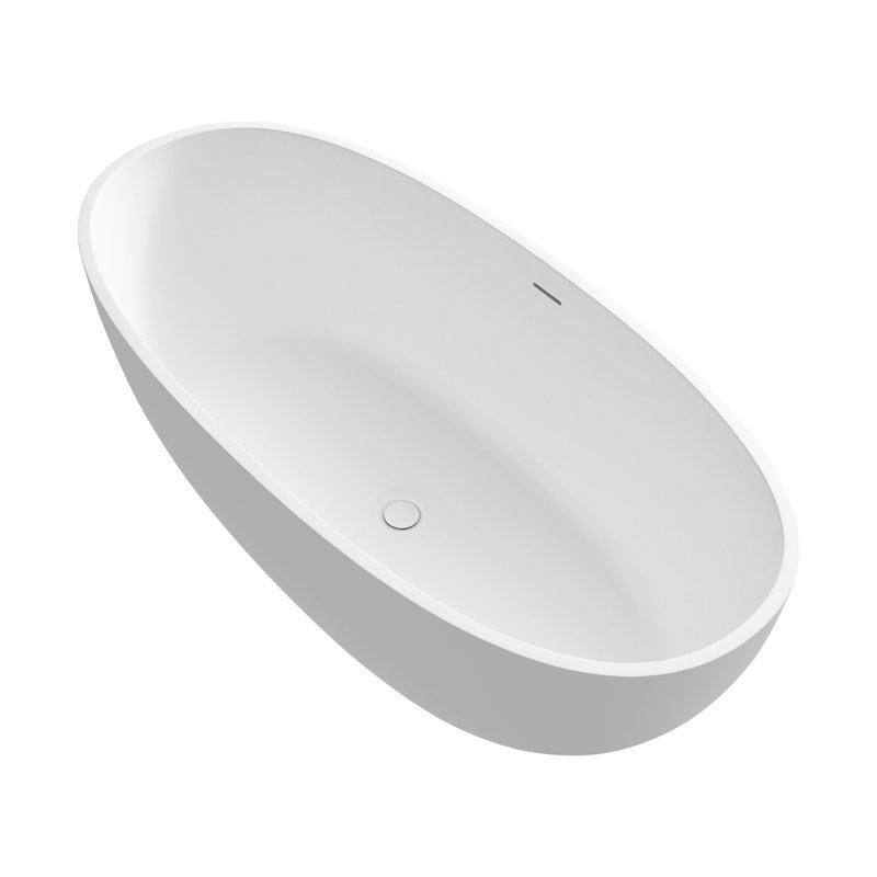 61" Solid Surface Bathtub For Deep Soaking, With Elegant Design And Feature, Advanced Insulation, Ultra- Composite, Easy Maintenance Skin- 61-Inch Design, Safe Soak, Spa-Like Luxury
