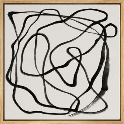 Linear Geometry " Black Gray Wavy Paint Stroke Collage Abstract Lines Shape Modern Art Decor Contemporary Minimalist "