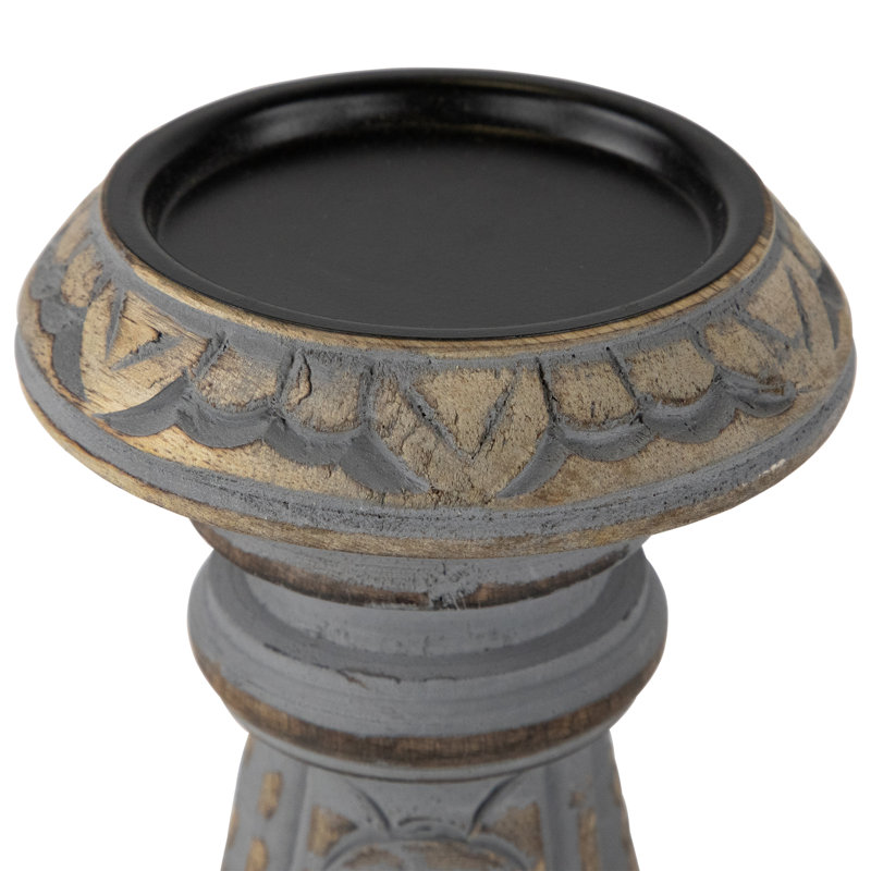 18'' H Wood Tabletop Pillar, Brushed Gray