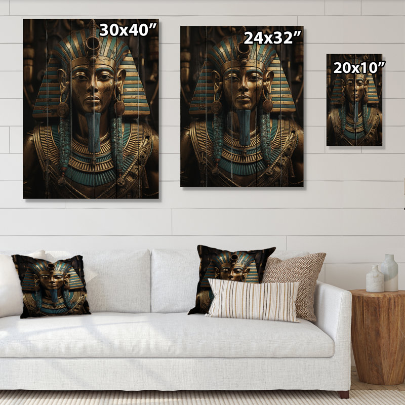Égypte, anciens mystères Pharaon I sur bois, H 40 po x l 30 po x P 0,78 po