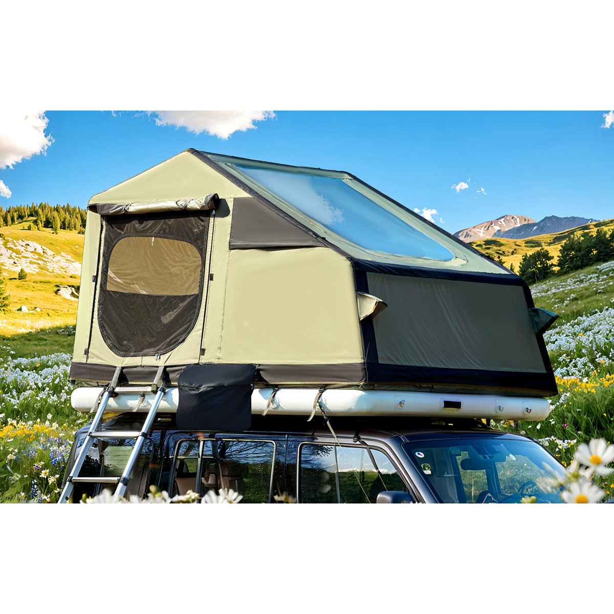Extenable Canopy For Machine DSNAPE Inflatable Rooftop Tent For Suvs With Air Mattress, 2 Tpu ...
