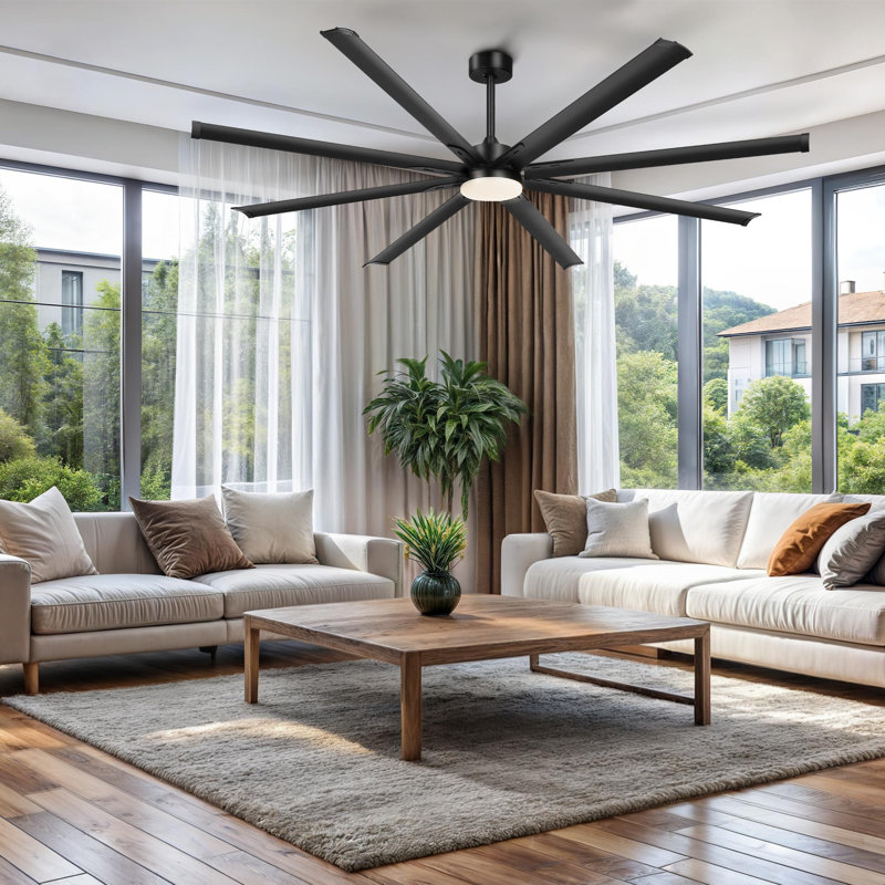 Ventilateur de plafond noir 96 pouces avec lumière et télécommande Latitude Run®