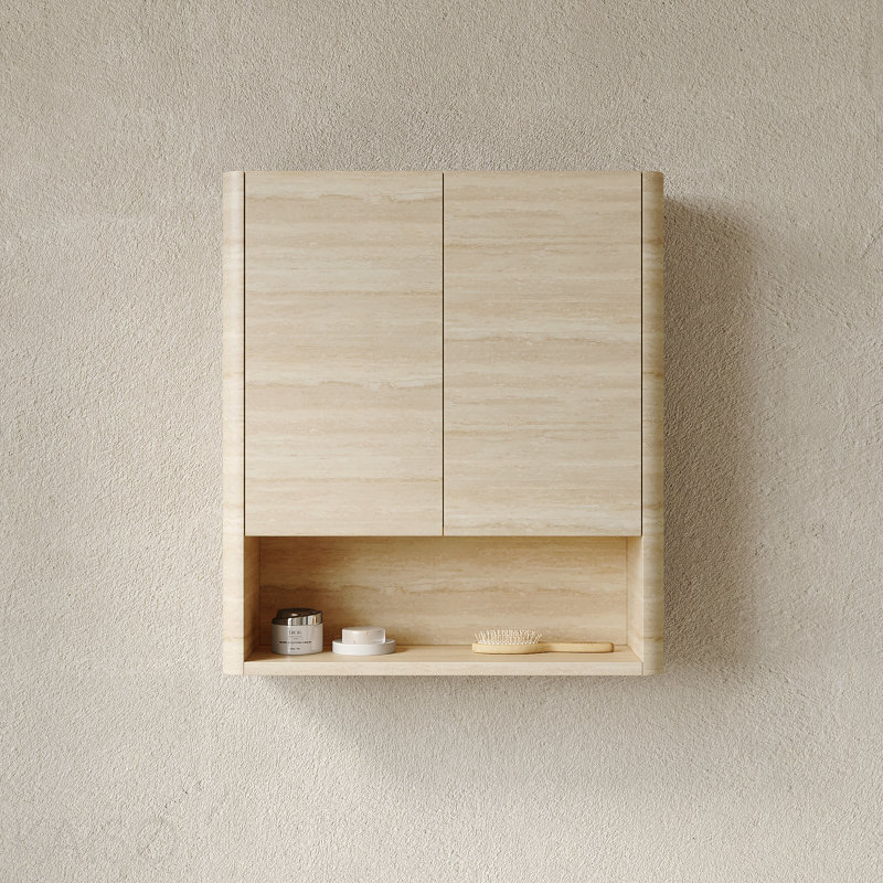 Armoire de salle de bain murale 26 po avec portes, tablette et compartiment de rangement ouvert au-dessus de la toilette
