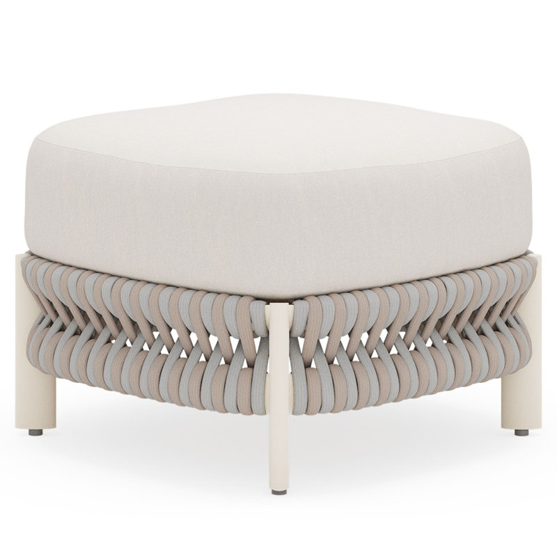 Eve Square Outdoor Ottoman Patio Ottoman, Chestnut Brown