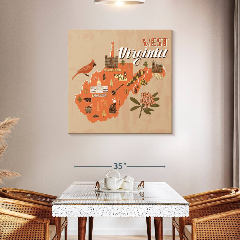 West Virginia Amidat Landmarks, 39" H x 39" W