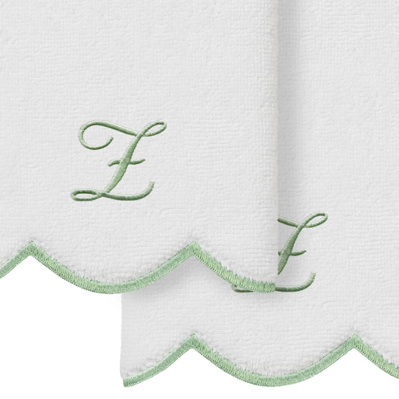  Ensemble de serviettes 100% coton turque ADORNIA, Z, Blanc/vert, Ensemble de 2 serviettes à doigts