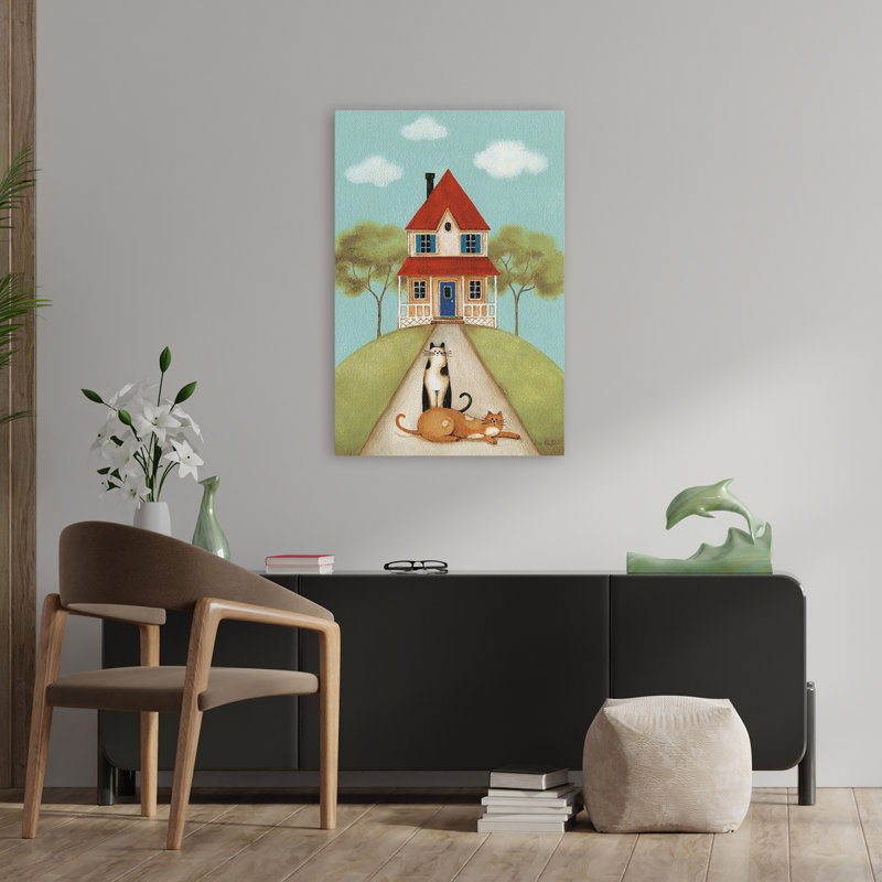 My Home V - Art Americana noir et bleu, H 36 po x l 24 po