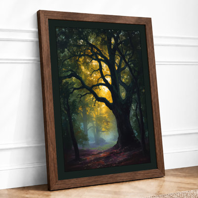 Luminous Forest Path Scandinavian - Framed Print