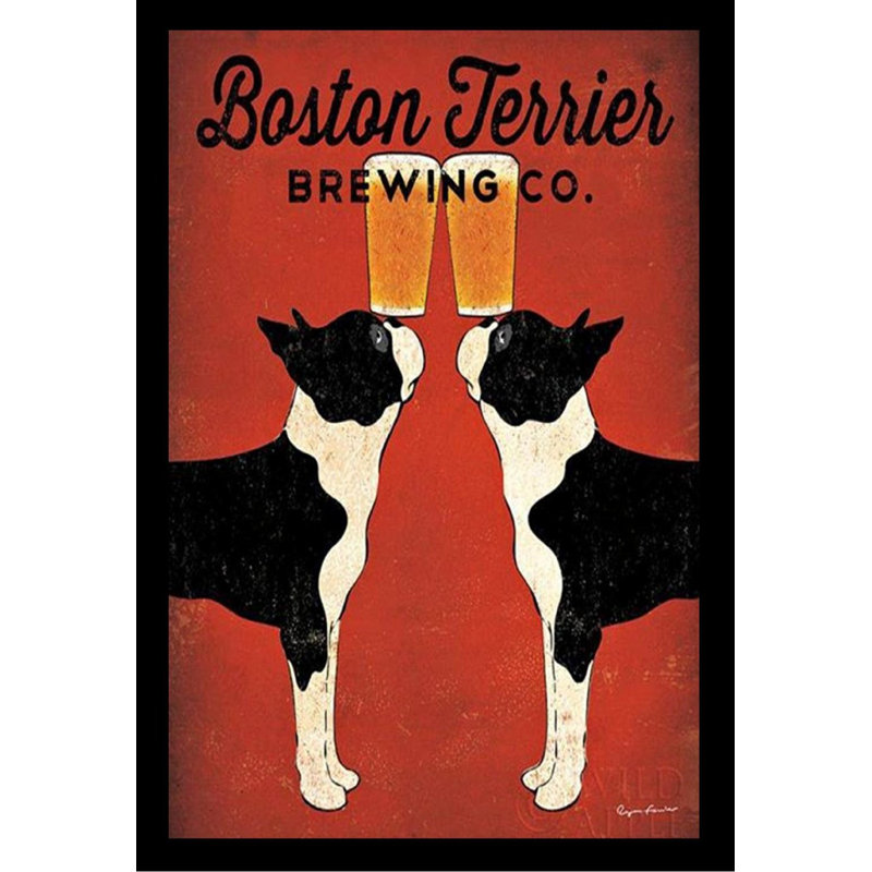 «Boston Terrier Brewing Company» par Ryan Fowler, affiche vintage encadrée