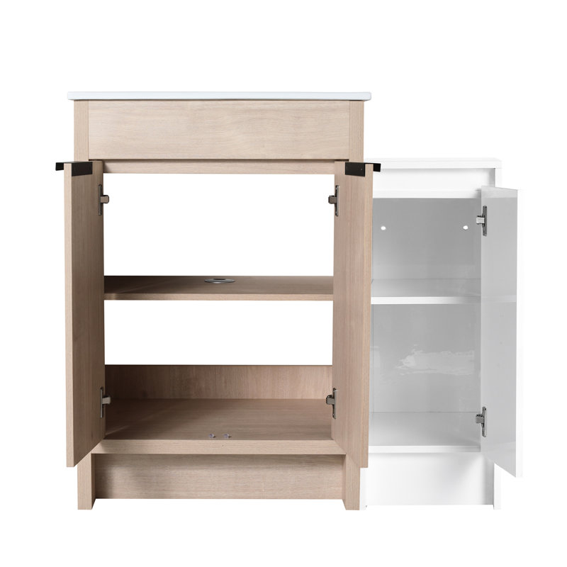 Meuble-lavabo de salle de bain 36 po avec porte et meuble-lavabo de 36 po de style contemporain en céramique et rangement