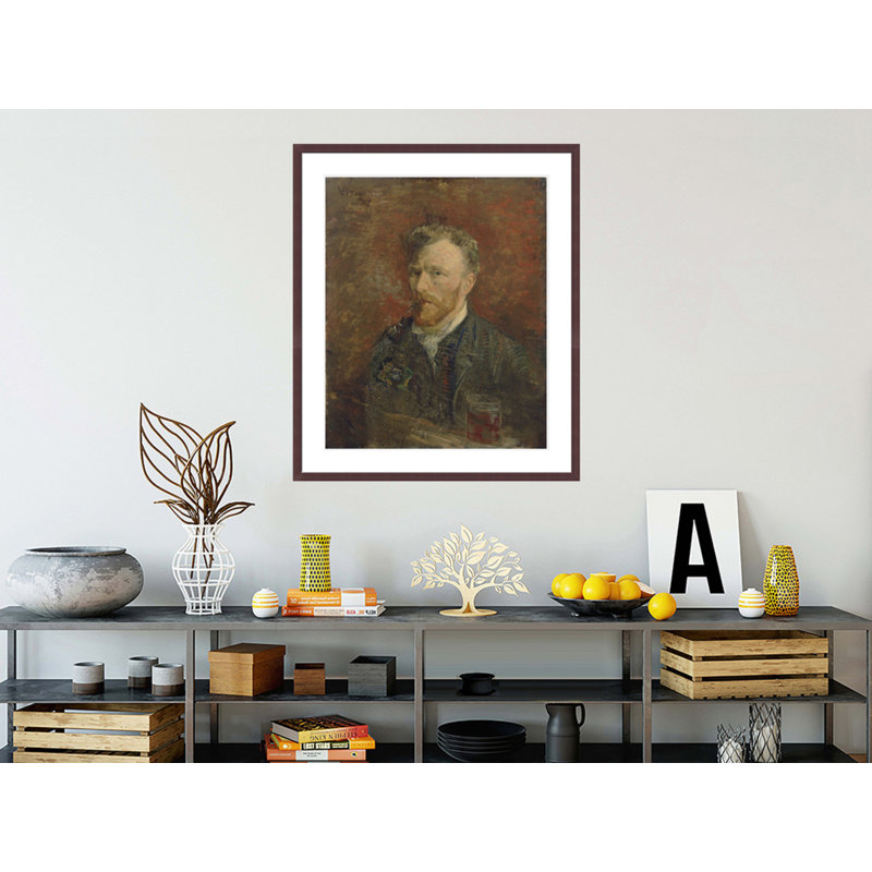 Autoportrait avec verre par Vincent van Gogh, impression giclée encadrée, H 39,44 po x l 33,5 po