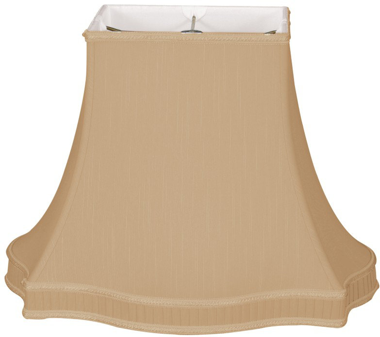 Abat-jour cloche en soie / shantung (araignée), Or antique, H 9 po x l 12 po x P 12 po