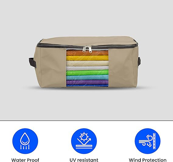 Blue Elephant Polyvinyl Chloride (PVC) Storage Bag, Beige