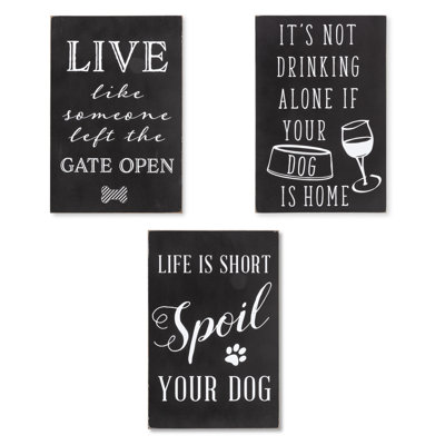Set of 3 Wood Dog Themed Wall Décor