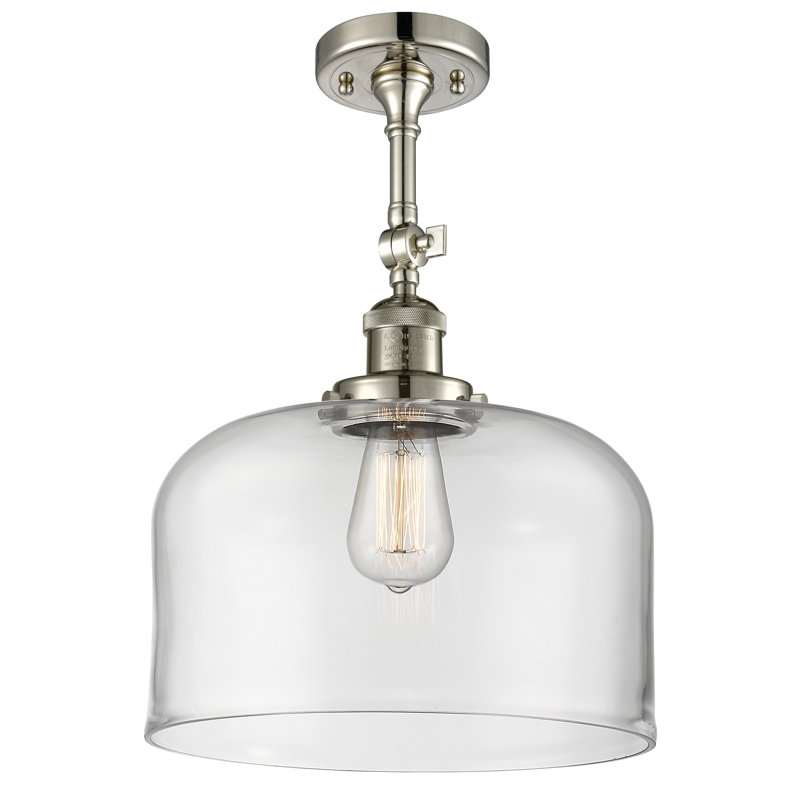 Plafonnier semi-encastré 1 lumière 12 po Temescal, Transparent, Ampoule DEL 6 watts Vinage, Nickel poli